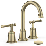 Garvee 8" Widespread 3 Holes Bathroom Faucet, Brushed Gold with Drain - Brushed Gold
