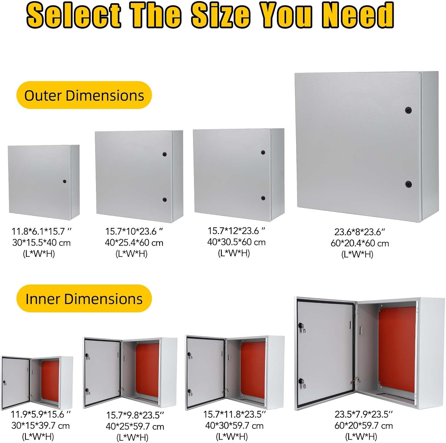 Garvee Steel Electrical Box,15.7 x 12 x 23.6 inches,IP66, Lockable, for Outdoor/Indoor Safety