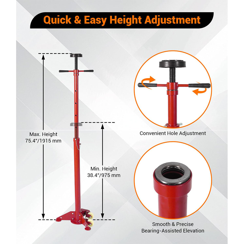 Garvee 3/4 Ton Underhoist Support Stand - 1655 lbs Capacity Jack Stand with 38.4" to 75.4" Lifting Range for Vehicle Lifting and Support, Black