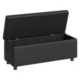 Garvee Storage Ottoman Bench, Mid-Century Modern Storage Bench for Bedroom, Synthetic Leather with Stitching, Safety Hinges, Loads 680 Lb, Black - black