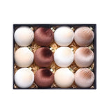 Garvee 3.15 Inch Christmas Ornaments 12-Pack Christmas Tree Decoration Premium Fabric-Covered Christmas Balls, Shatterproof Velvet Ornaments for Elegant Holiday Tree Decor & Festive Home Styling - White & Brown