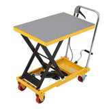 Garvee Hydraulic Lift Table Cart 500lbs, Lift Table Capacity 28.5" Lifting Height, Manual Single Scissor with 4 Wheels and Non-Slip Pad Thickness 3mm for Material Handling and Transportation Yellow - Yellow