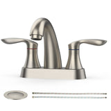 Garvee Bathroom Faucet, 4 Inch Bathroom Faucets for Sink 3 Hole, Centerset Bathroom Sink Faucet with Pop Up Drain and cUPC Lead-Free Hose(Brushed Nickel)