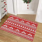 Garvee Christmas Area Rug Christmas Tree and Deer Boho Small Entryway Rug Doormat Non-Slip Holiday Decorative Washable Floor Carpet for Indoor Front Entrance Kitchen Bathroom, 2x3 Feet - Christmas Boho