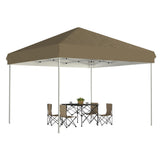 Garvee 10' X 10' Pop Up Canopy, Waterproof & UV Resistant Commercial Instant Craft Fair Canopy Tent Outdoor Events Instant Shelter for Farmer Market, Party, Event, Patio, Khaki - White