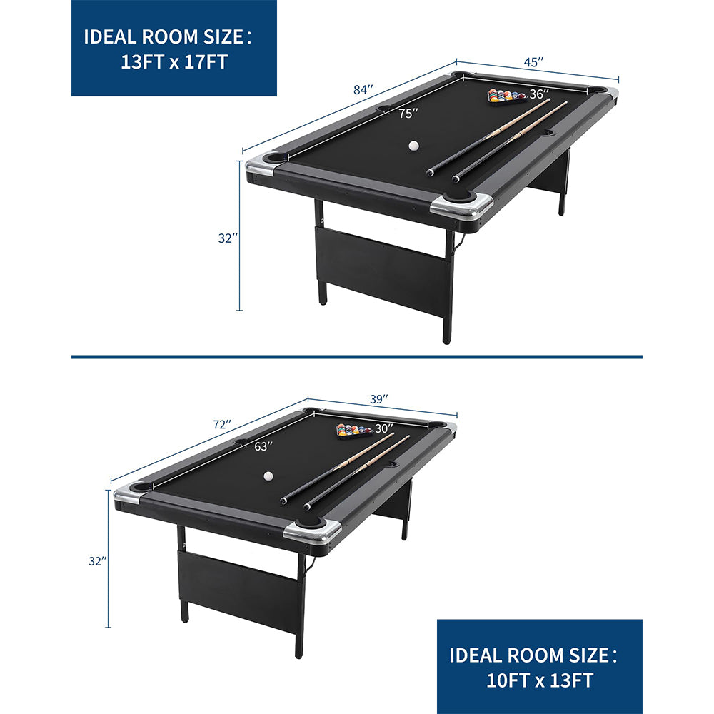Garvee 7 ft Portable Folding Pool Table With Full Billiard Set For Family Game Room, Space-Saving Design, Premium Felt, Durable MDF Construction