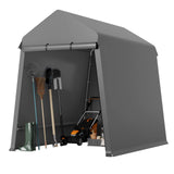 Garvee 6X8FT Heavy Duty Outdoor Shed,Portable Storage Shed,with 2 Rolled Up Zipper Doors,Vents Carports & Waterproof Cover Temporary Shelter for Motorcycle,Gardening Tools and Generator(Grey) - Gray