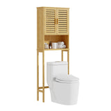 Garvee Bamboo Over Toilet Storage Cabinet + Adjustable Shelf + Double Doors + Solid Bamboo + Eco-Friendly Finish + 9"D x 24"W x 67"H + Bathroom