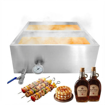 Garvee Maple Syrup Evaporator Pan, 24 x 24 x 9.4 Inch Maple Syrup Pan with Thermometer & 3/4" Throttle Valve, Stainless Steel Maple Syrup Boiling Pan for Making Sweet Maple Syrup