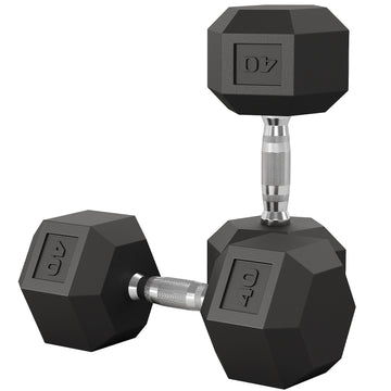 Garvee 40 LB Hex Dumbbell Set of 2 with Cast Iron Core, Rubber Encased Coating and Textured Carbon Steel Handle for Home Gym Strength Training