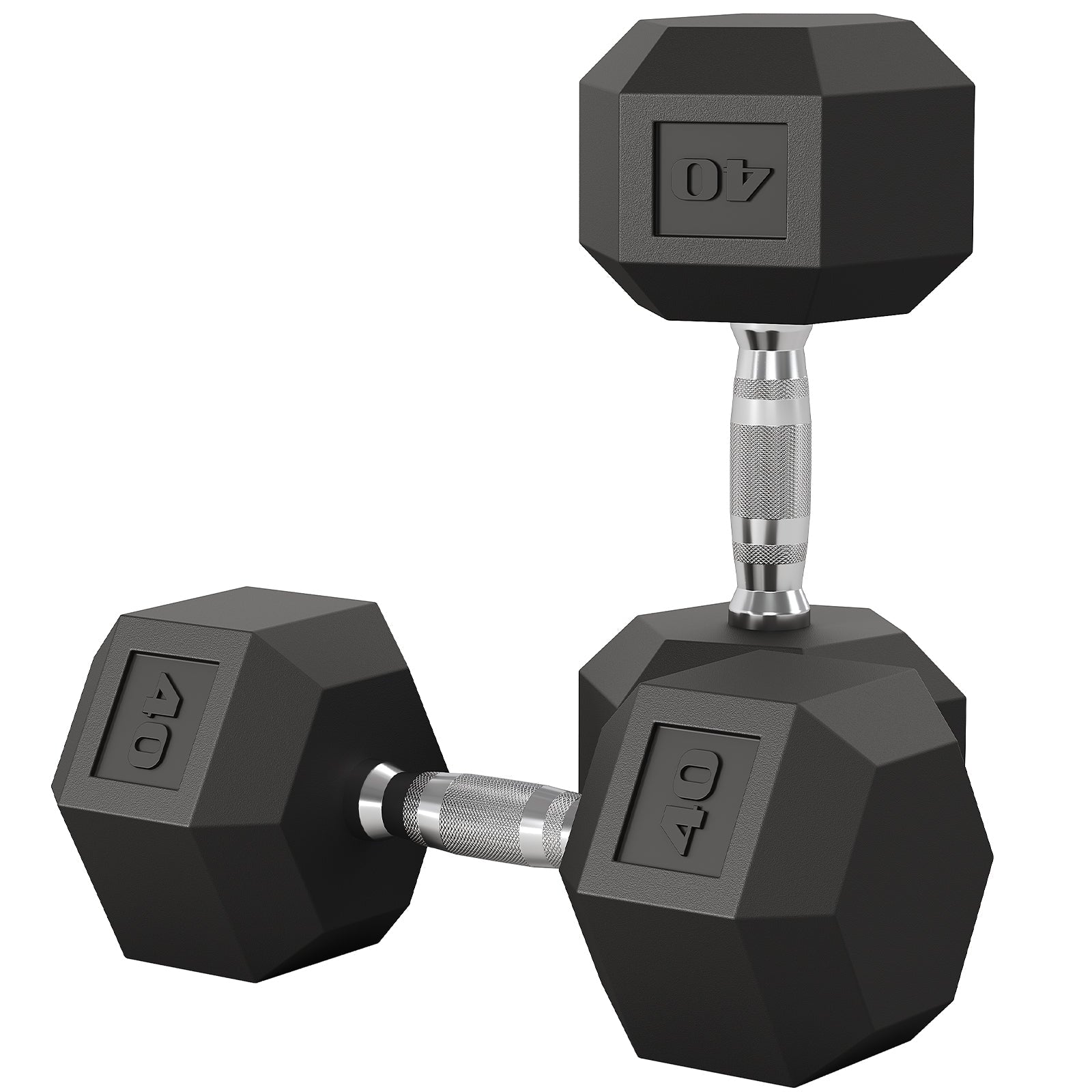 Garvee 40 LB Hex Dumbbell Set of 2 with Cast Iron Core, Rubber Encased Coating and Textured Carbon Steel Handle for Home Gym Strength Training