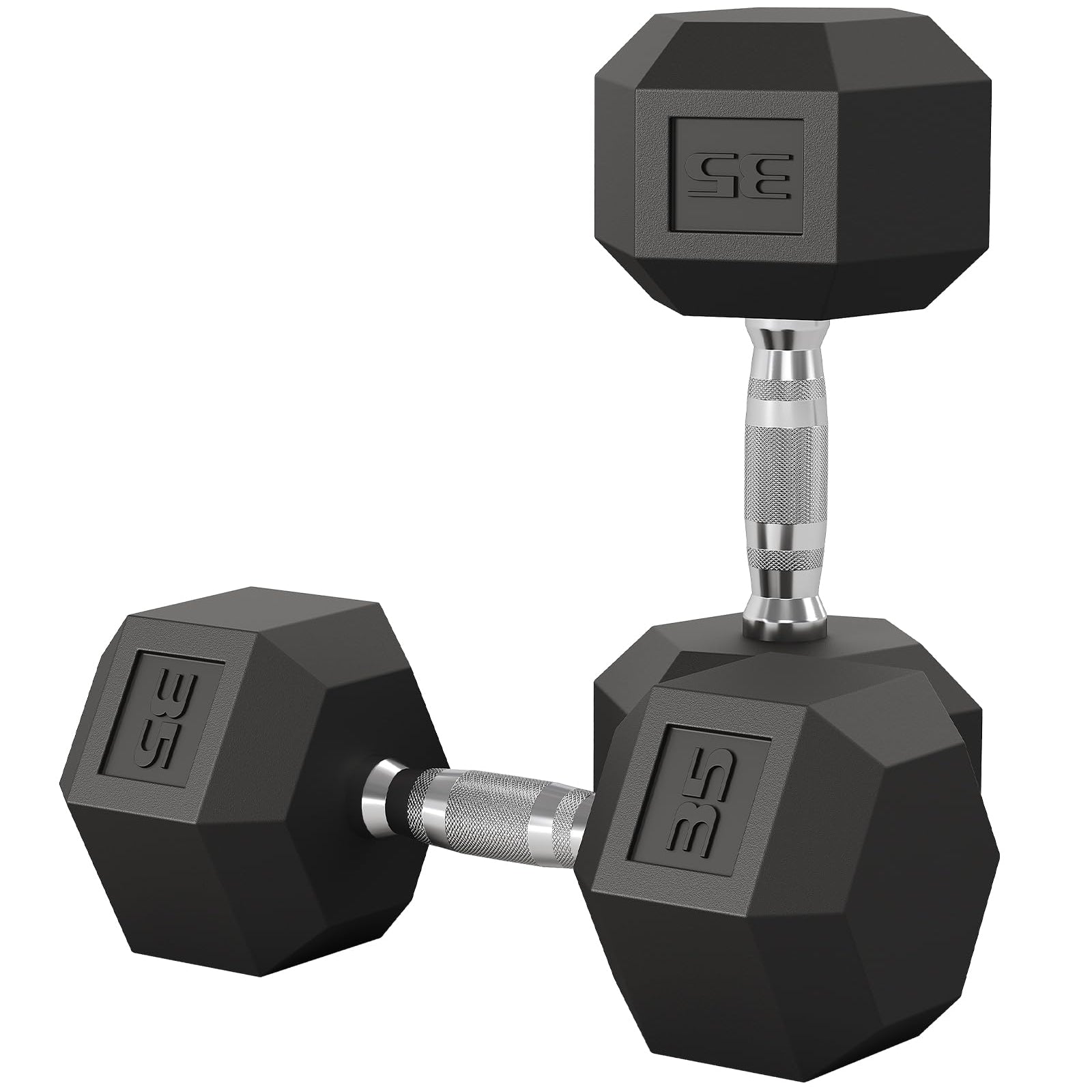 Garvee 35 LB Hex Dumbbell Set of 2 with Cast Iron Core, Rubber Encased Coating and Textured Carbon Steel Handle for Home Gym Strength Training