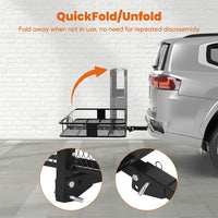 Garvee 60"x24"x6" Folding Hitch Mount Cargo Carrier Basket with 25 Cubic Feet Waterproof Cargo Bag (60" x 24" x 31") - 500 lbs Capacity, Folding Arm, Hitch Stabilizer, Net, and Straps