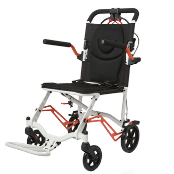 Garvee Ultra Lightweight 18 lbs Transport Wheelchair, Portable Folding Chair with Locking Handbrake, Removable Flip-Back Armrests & Swing-Away Footrests, Supports 220 lbs