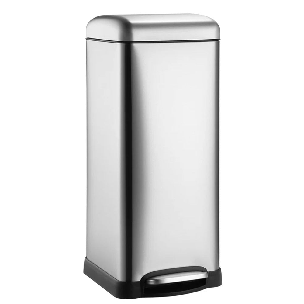 Garvee 8 Gallon Step Trash Can, Square Fingerprint-Proof Garage Can with Soft-Close Lid for Kitchen Bathroom Bedroom Living Room Home Office Dorm, Foot Pedal Garbage Bin with Removable Inner Bucket, 30-Liter
