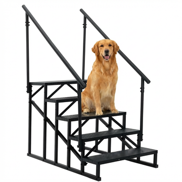 Garvee Heavy-Duty 5-Step RV Steps with Dual Anti-Slip Handrails – 660 lbs Capacity – Portable Outdoor Entry Ladder for Camper, Mobile Home, Travel Trailer, Hot Tub, Dock, Porch, Patio – Specs: Dual Handrails, 660 lbs