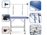 Garvee 36" Dog Grooming Table,Portable Trimming Table Drying Table,Foldable Home Pet Bathing Station with Adjustable Height Arm,Nooses, Mesh Tray Blue - Blue