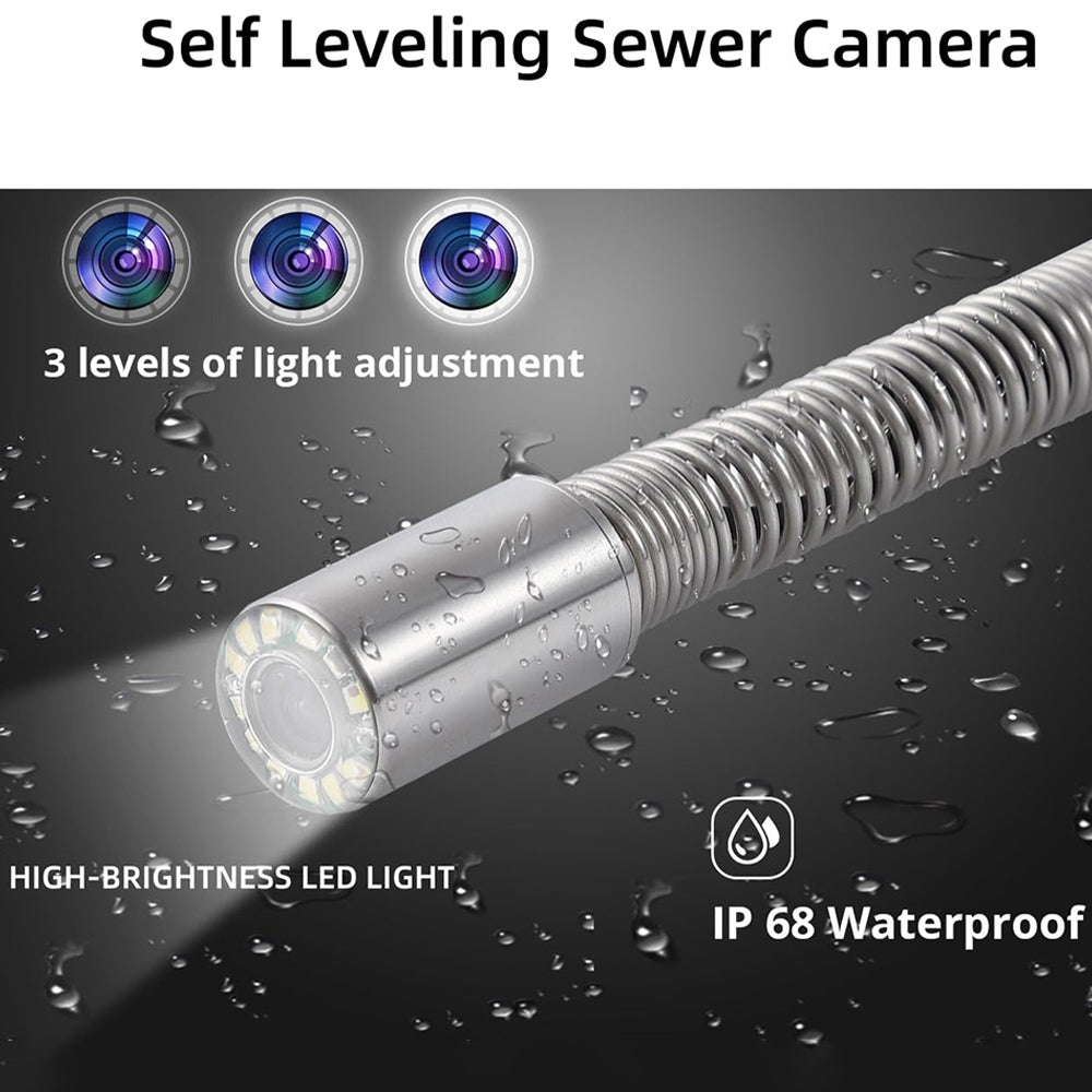Garvee Sewer Inspection Camera with 512Hz Locator, 100ft Self-Leveling Snake Camera, 9" Touch HD Screen, DVR, Adjustable LEDs, 16GB SD Card, IP68 Waterproof for Sewer and Drainage Pipes -100ft