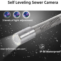 Garvee Sewer Inspection Camera with 512Hz Locator, 100ft Self-Leveling Snake Camera, 9" Touch HD Screen, DVR, Adjustable LEDs, 16GB SD Card, IP68 Waterproof for Sewer and Drainage Pipes -100ft