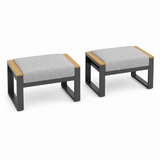 Garvee Aluminum Patio Ottoman Set of 2, Gray Cushioned Footstools, Outdoor Seating for Backyard, Balcony, Deck - Gray