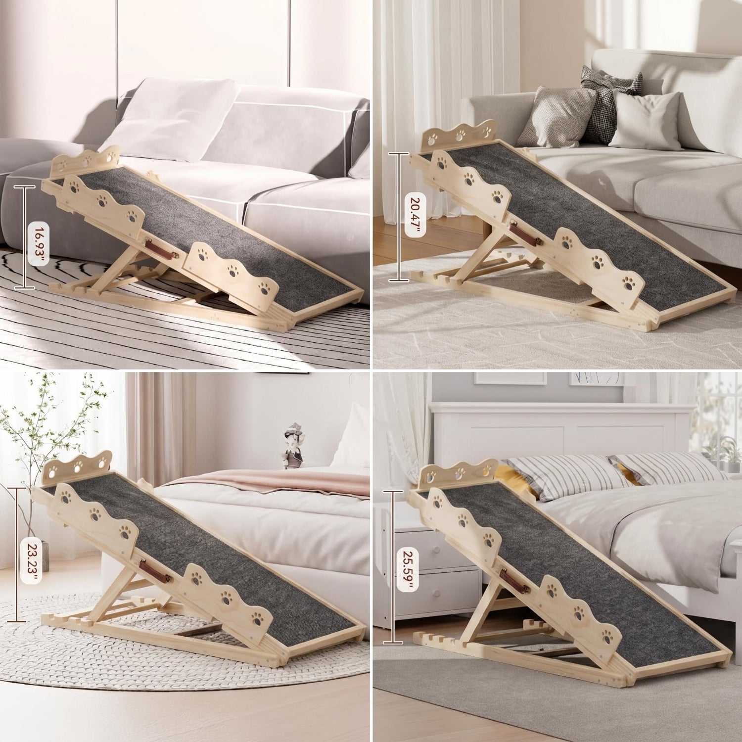 Garvee Wooden Adjustable Dog Ramp for Bed Couch Pet Ramp for Small or Large Dog with Non-Slip Surface Portable Dog Car Ramp for SUV Car. RVs & Truck. Up to 250 LBS