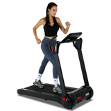 Garvee Folding Treadmill, [0.6-8.7MPH] 4.0Hp 300LBS Portable Treadmill with 14.5" LED Display & Pulse Detection for Home Office Apartment Exercise- Black - Black