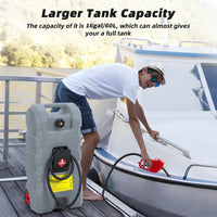 Garvee Upgraded 16 Gallon Gas Tank, Heavy-Duty Fuel Can with Manual Transfer Pump, 10FT Hose, and Casters, Leak-Proof Portable Gas Container for Lawn Mowers, Tractors, Boats, and Snow Blowers, Grey