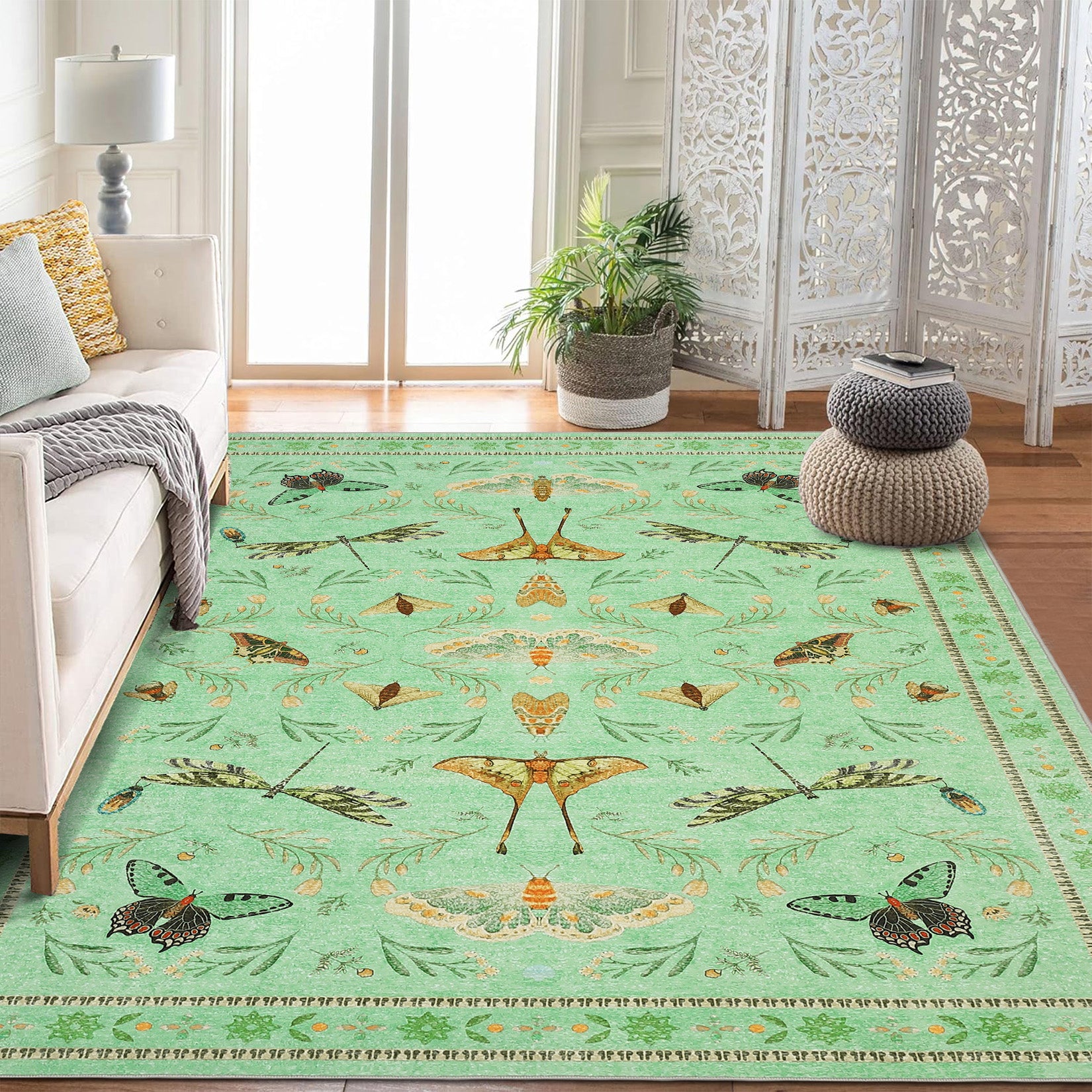 Garvee Insect Washable Soft Area Rugs for Living Room Bedroom Ultra-Thin Non Slip Dining Room Stain Resistant Rug Large Carpet for Office Nursery Bedroom