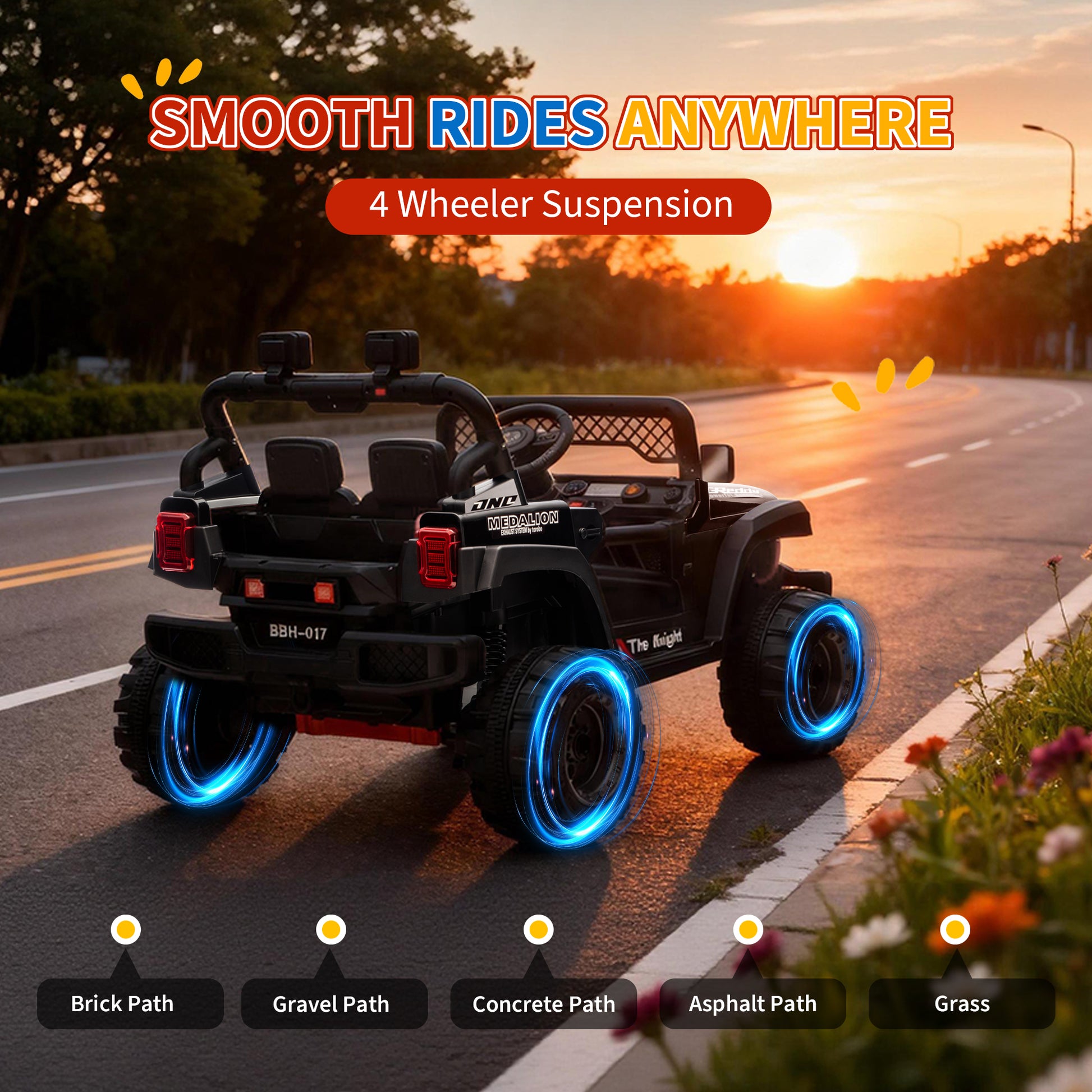 Garvee 12V Kids Electric Ride-On Truck – Dual Motors, 3 Speeds, Remote Control, LED Lights, Music, Spring Suspension, Safety Belt, Storage – Battery Powered Off-Road Car Toy for Boys & Girls Ages 2-8, Black