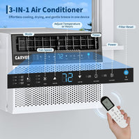 Garvee U-Shaped Window Air Conditioner 6000 BTU Ultra Quiet Energy Efficient Remote Control Dehumidifier Fan Easy Install Fits 24-48" Windows Bedroom Living Room