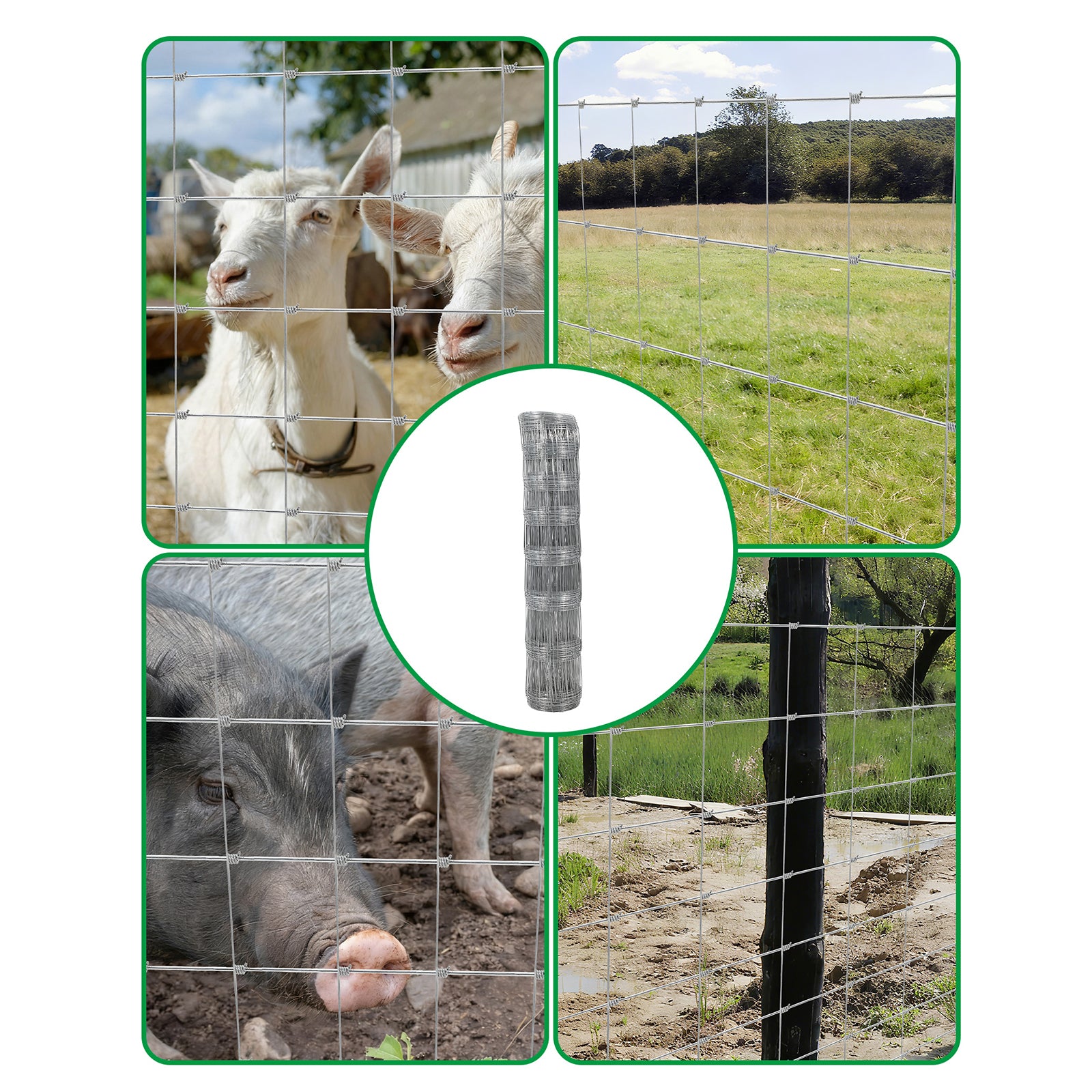 Garvee 4' × 328' Farm Fence, 14-Gauge Heavy Zinc Galvanized Field Wire Fencing with Hinge Knot for Cattle, Goats, Sheep & Deer