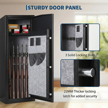 Garvee 3-4 Rifle Gun Safe with Digital Keypad & Dual Explosion Alarm - 52" Tall Heavy Duty Steel Rifle Cabinet for Home Security, Holds 3-4 Long Guns + Pistol, Quick Access with Silent Mode