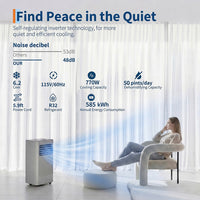 Garvee 8000 BTU Portable Air Conditioner with Cooling, Dehumidifier, Fan 3-IN-1 Indoor AC, Sleep Mode, 24H Timer, 2 Wind Speeds, Portable AC with Remote Control for Home Garage Offices