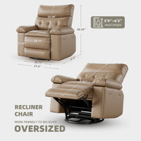 Garvee 27" Oversized Rocker Swivel Recliner Chair, Lazy Boy for Adults, with Vibrating Massage and Heating, 1.5x Sponge Filling, Side Pocket, and Cup Holder, for Living Room, Bedroom, and Nursery