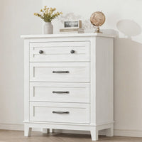 Garvee 4 Drawers Dresser for Bedroom, 34.8" Tall Vertical Drawer Dresser with Large Storage, Waterproof Top, Anti-Tipping, Freestanding Wooden Closet Chest for Bedroom, Living Room, Ash White
