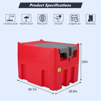 Garvee Portable Diesel Tank, 106 Gallon Fuel Tank with 12V Electric Fuel Transfer Pump, 10 GPM Diesel Transfer Tank with Auto Fueling Nozzle & 360 Swivel Connector with 13.1ft Hose - Red