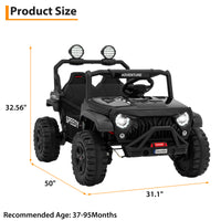Garvee Ride P Series 24V Kids Toddler Ride On Truck 4WD 3 Speeds Large 7AH Battery Bluetooth MP3 Parent Safety Brake Red Outdoor Play - Black