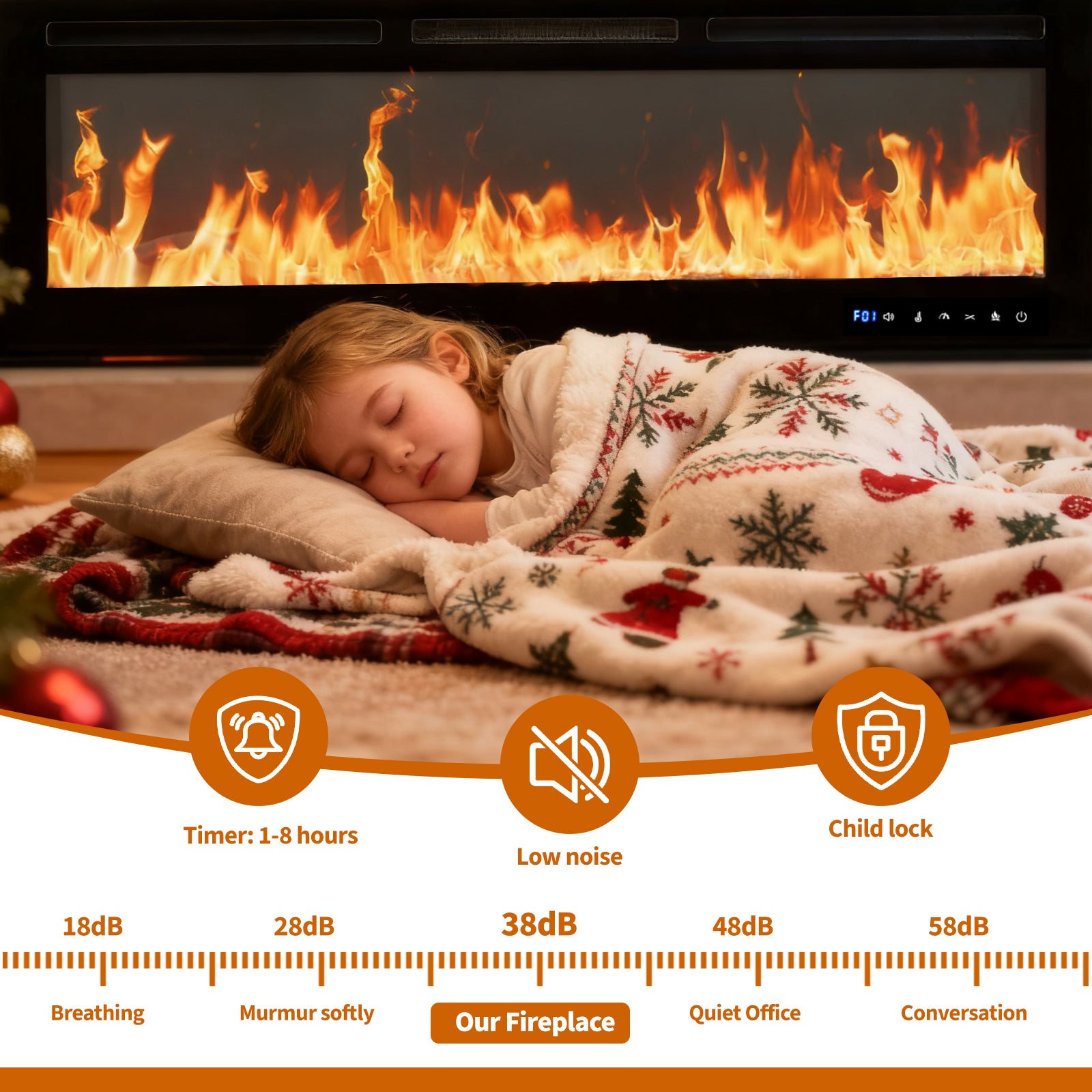 Garvee 80 Inch Recessed and Wall Mounted Electric Fireplace Insert, 750W/1500W Dual-Mode Heater with WiFi and Remote Control, 12 Flame Colors and 12 LED Bed Colors, Touch Screen, Black