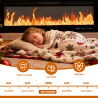 Garvee 80 Inch Recessed and Wall Mounted Electric Fireplace Insert, 750W/1500W Dual-Mode Heater with WiFi and Remote Control, 12 Flame Colors and 12 LED Bed Colors, Touch Screen, Black