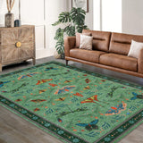 Garvee Insect Washable Soft Area Rugs for Living Room Bedroom Ultra-Thin Non Slip Dining Room Stain Resistant Rug Large Carpet for Office Nursery Bedroom - Dark Green
