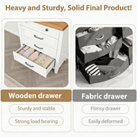 Garvee 4 Drawers Dresser for Bedroom, 34.8" Tall Vertical Drawer Dresser with Large Storage, Waterproof Top, Anti-Tipping, Freestanding Wooden Closet Chest for Bedroom, Living Room, White + Brown Top