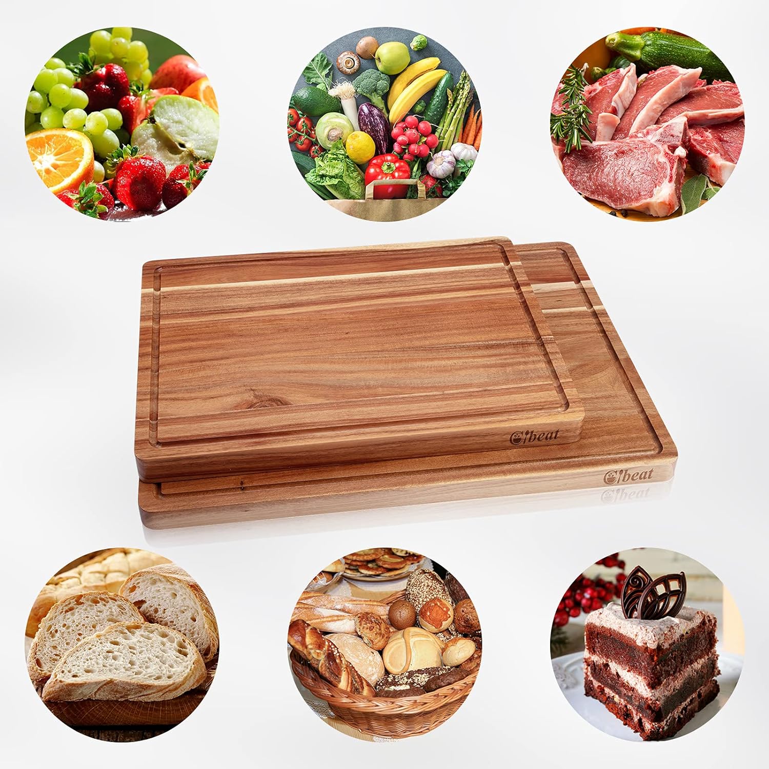 Garvee Extra Large Acacia Wood Cutting Board, 20x15", Reversible with Juice Groove, Butcher Block for Meat and Veggies - Boards / 20 x 15 x 1.5 Inch