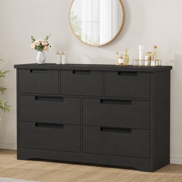 Garvee 7-Drawer Natural Modern Bedroom Dresser | Embedded Handles Wooden Chest | Organizer for Living Room, Nursery & Hallway