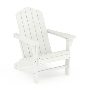 Garvee White Wood-Texture HDPE Adirondack Chair, 380 lbs Weather-Resistant Outdoor Lawn Chair for Patio, Garden, Deck & Poolside