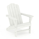 Garvee White Wood-Texture HDPE Adirondack Chair, 380 lbs Weather-Resistant Outdoor Lawn Chair for Patio, Garden, Deck & Poolside