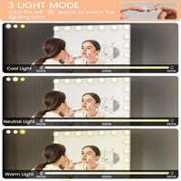 Garvee Vanity Mirror with 17 Dimmable LED Bulbs, Tabletop Lighted Mirror with Lights, Makeup Mirror with 3X Magnification, 3 Colors Modes,Touch Control, USB Charging Port, 32”x24”, White