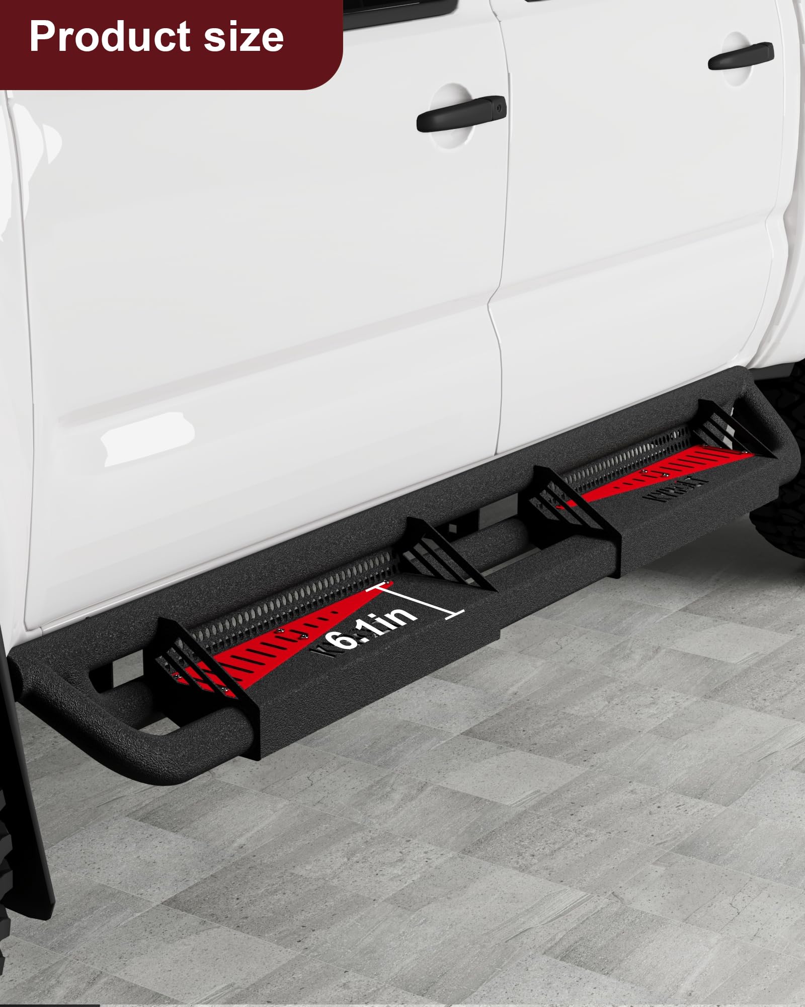 Garvee Running Boards Compatible with Toyota Tacoma Double Cab 2005-2023 with Paintable Step Plates,Powder Coated Steel Rock Sliders Side Steps Nerf Bar