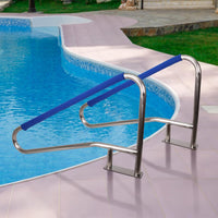 Garvee Pool Handrail 55"x32" Swimming Pool Stair Rail 304 Stainless Steel Rustproof 250LBS Load Capacity Pool Handrail for Inground Pool with Blue Grip Cover
