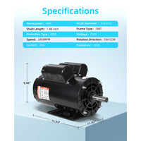 Garvee 5HP Air Compressor Motor 56C Frame Dual Rotation Steel Shell 230V for Pumps & Machinery