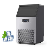 Garvee 100lbs/24H Commercial Ice Maker Machine with 33LBS Ice Bin Stainless Steel Freestanding Self-Cleaning for Restaurant Bars Home and Offices - White